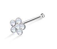 Flower Gem Shaped Silver Bone Nose Stud NSKD-11s
